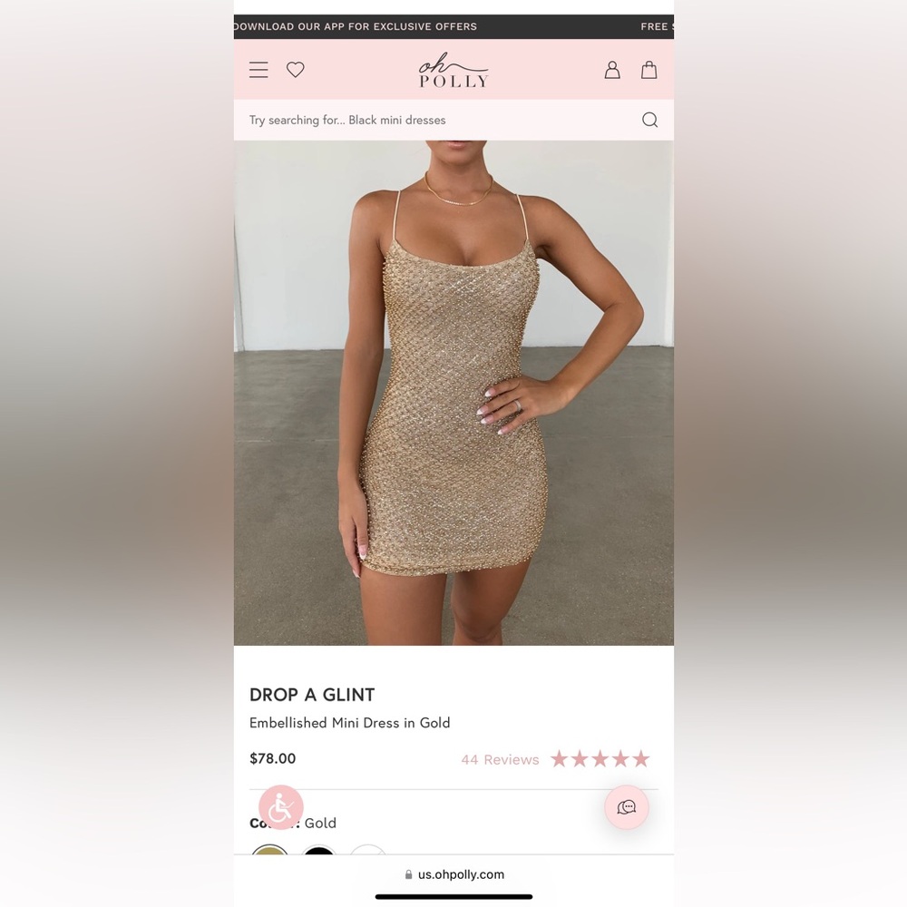 Oh Polly Drop a glint gold dress